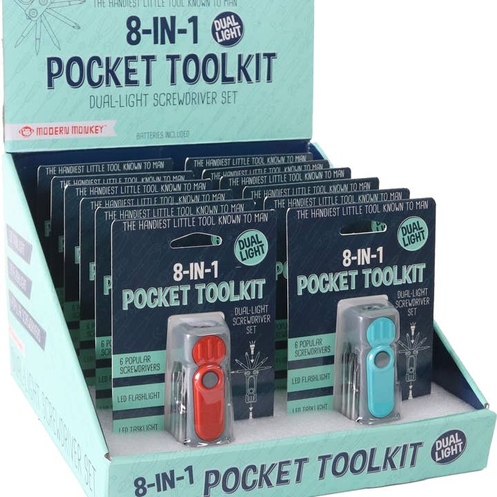 ET Products - Wholesale Retailer Display - Home & Living - 8 in 1 Pocket Toolkit 12-Unit Display