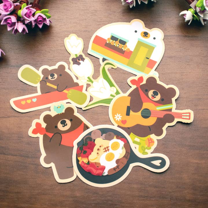 Laura Illustrates - Wholesale Sticker - Guitar Bear Vinyl Sticker | Hiking - Cooler Vinyl Sticker 2