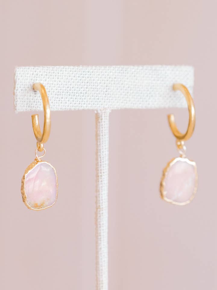 Matte Gold Hoop Post with Pink for wholesale by Kori Green Designs