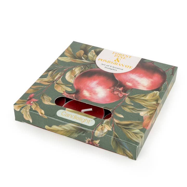 Candlelight Products Ltd – wholesale Tea light candles – Set of 9 Tealights- Forest Pine & Pomegranate 6pk1
