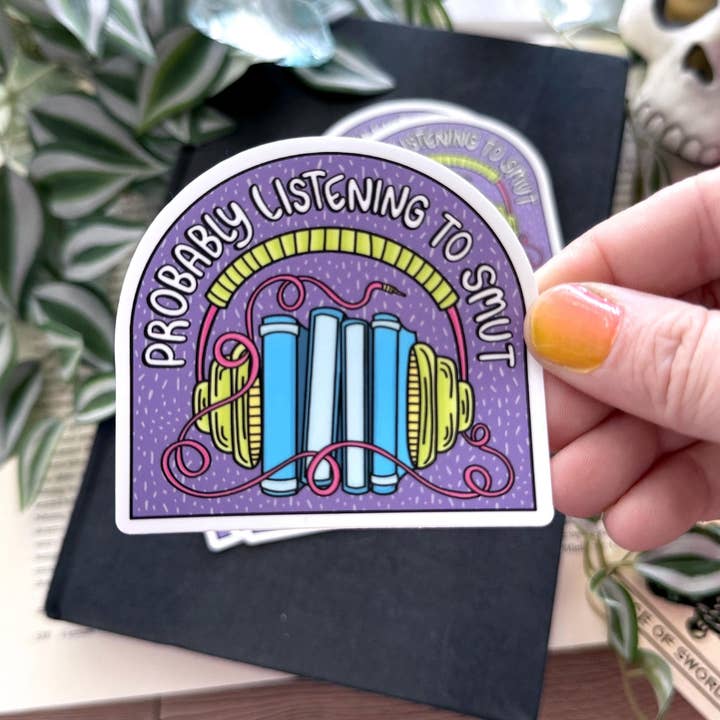 Provavelmente a Ouvir Smut Autocolante de Vinil Branco para Amantes de Livros por atacado de EhrynSka