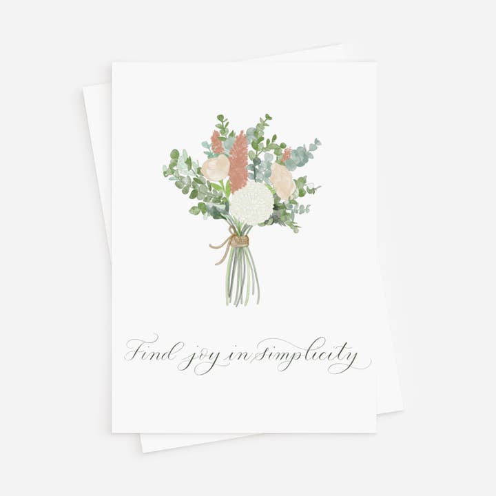 „Find glæde i enkelhed“ Notekort for engroshandel hos Blue Skies Lettering