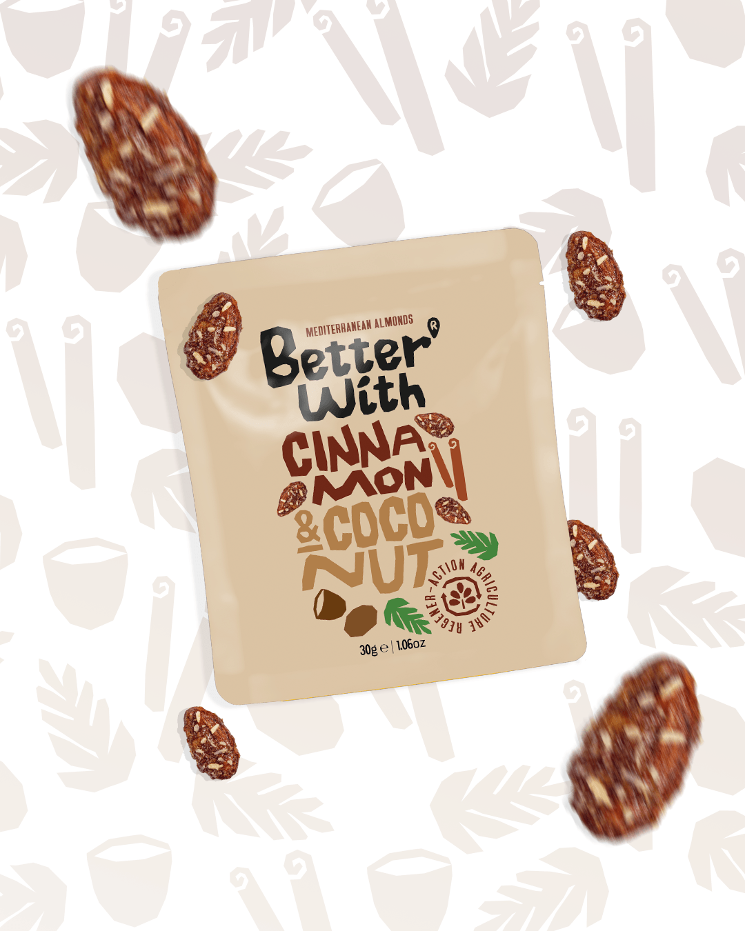 Better With Almonds - Vendita all'ingrosso Frutta secca - Mandorle Better With Cinnamon e Cocco - 30 g1