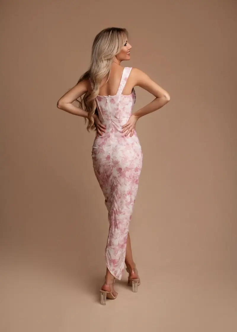 Eva & Lola - Epsilonn - Wholesale Dress - Women's - HM2441 - Long floral print slit dress7