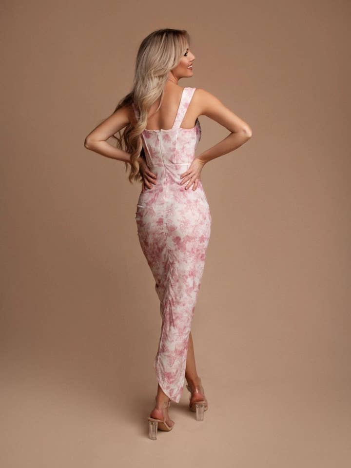 Eva & Lola - Epsilonn - Wholesale Dress - Women's - HM2441 - Long floral print slit dress7