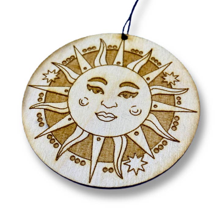Wood Vintage Sun Ornament for wholesale by Brave Wimp