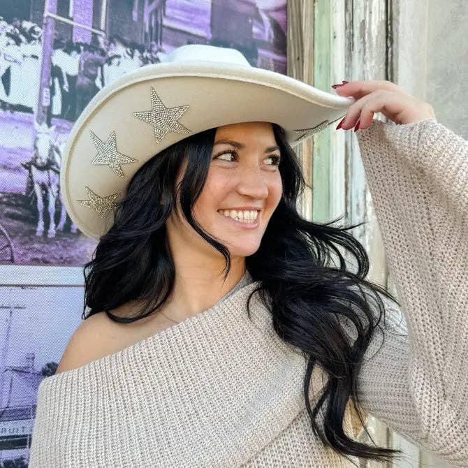 Houston Sequin Stars Cowboy Hat VCC0078 for wholesale by C.C Beanie