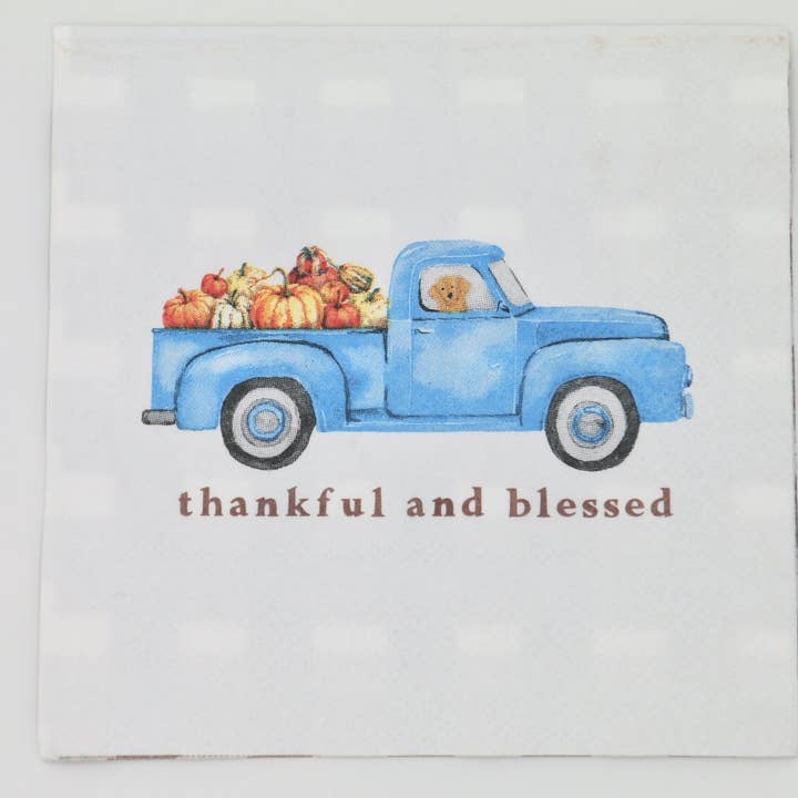 soiree-sisters - Wholesale Disposable Napkin - Fall Cocktail Napkins | Thankful and Blessed Truck - 20ct1