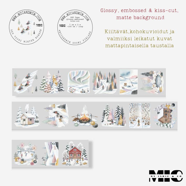 MIC | Ruban PET (3D Brillant & Découpe à mi-chair) : Merveille d'hiver pour la vente par MIC & MIM Premium Paper Shop