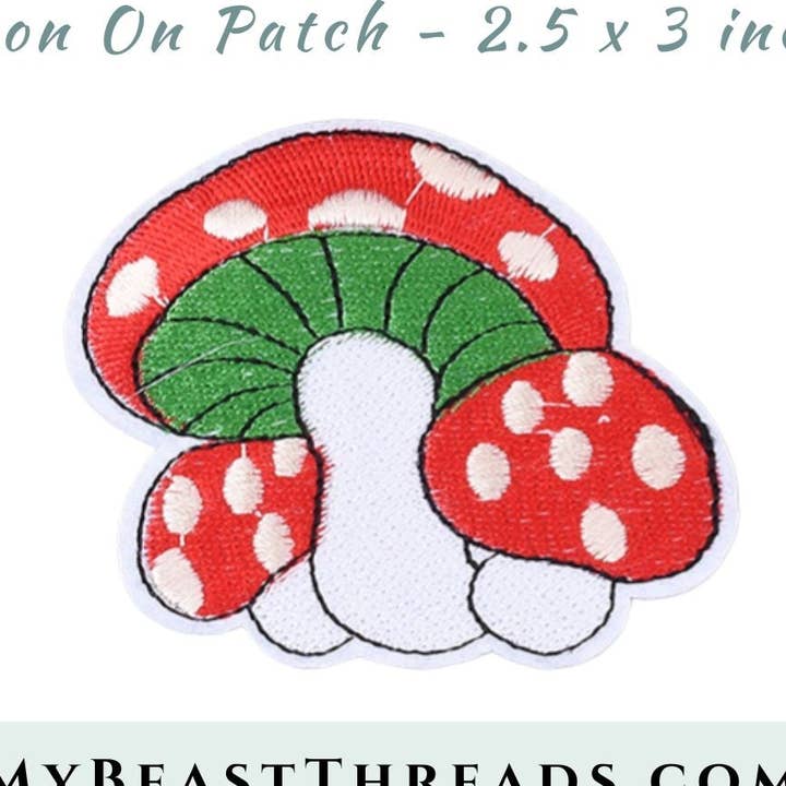 Beast Threads LLC - Wholesale Patch - Mushroom Trio Embroidered Patch- RTS0