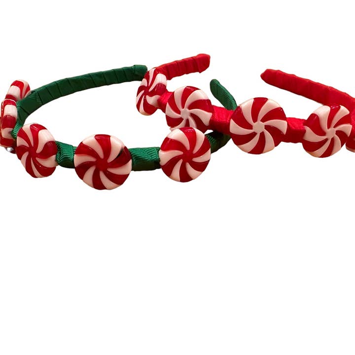 Peppermint Candy Christmas Headband - Holiday Hair Accessory for wholesale by Bows Etc.