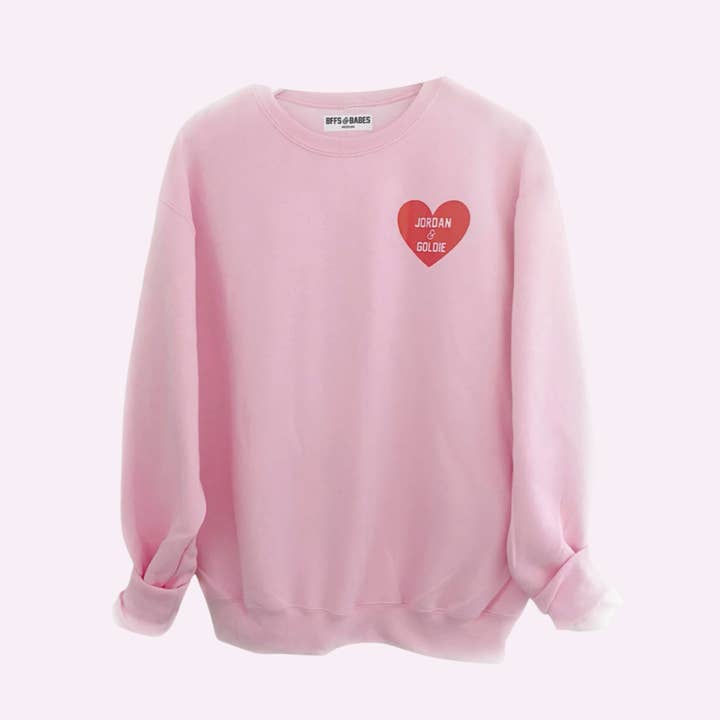 HART U MEEST ♡ roze personaliseerbare sweatshirt voor wholesale door BFFS & BABES