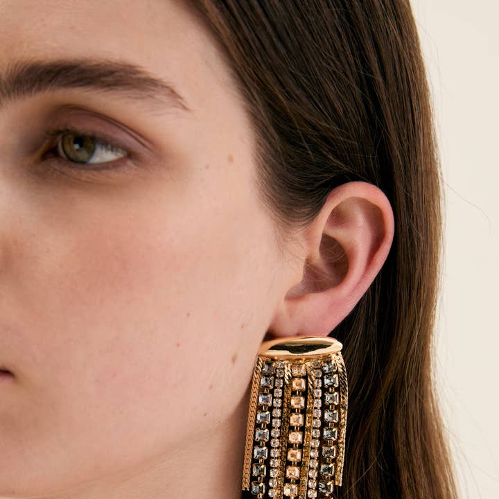 AVA EARRINGS WITH FRINGES-N65 for wholesale by NALI'