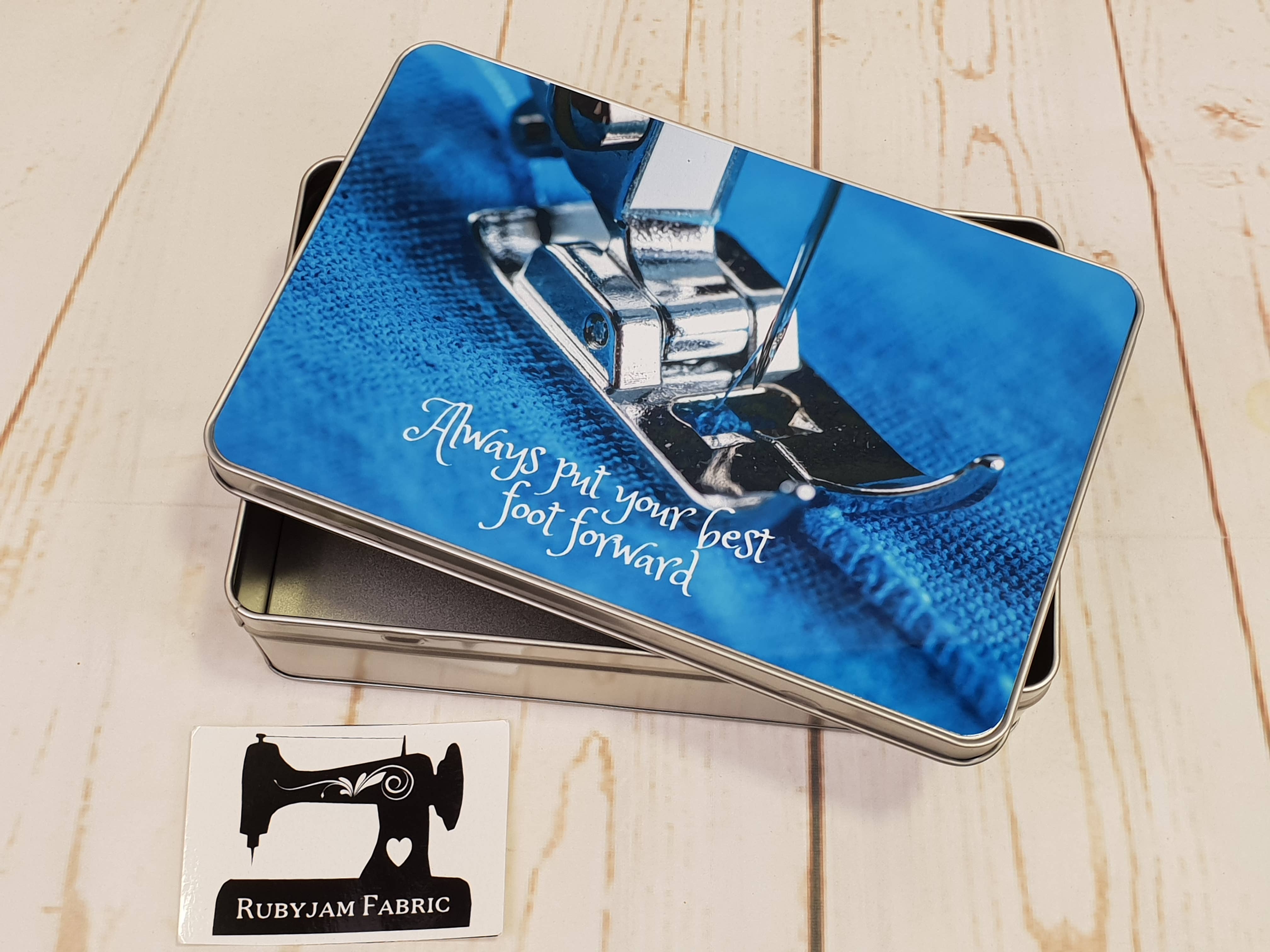 Rubyjam Fabric - Wholesale Decorative Box - Put Your Best Foot Forward - Rectangle Metal Storage Tin0