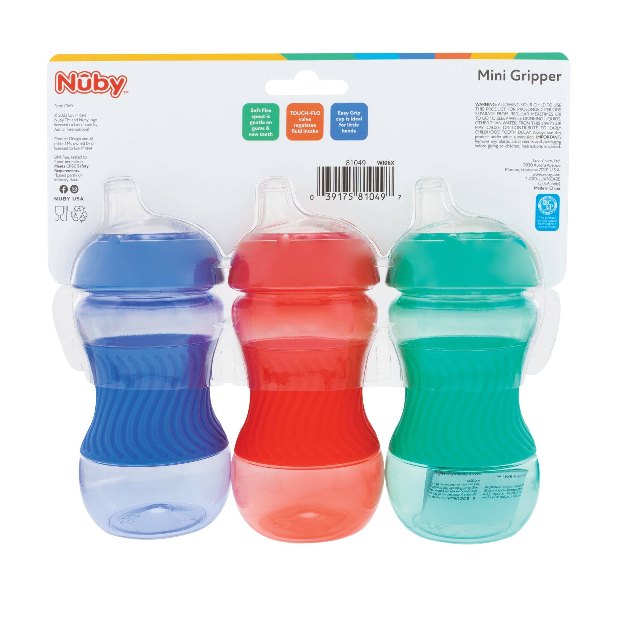 Nuby - Wholesale Drinking Glass/Cup - Nuby 3 Pack 6oz Mini Easy Grip Sleeve Cups1