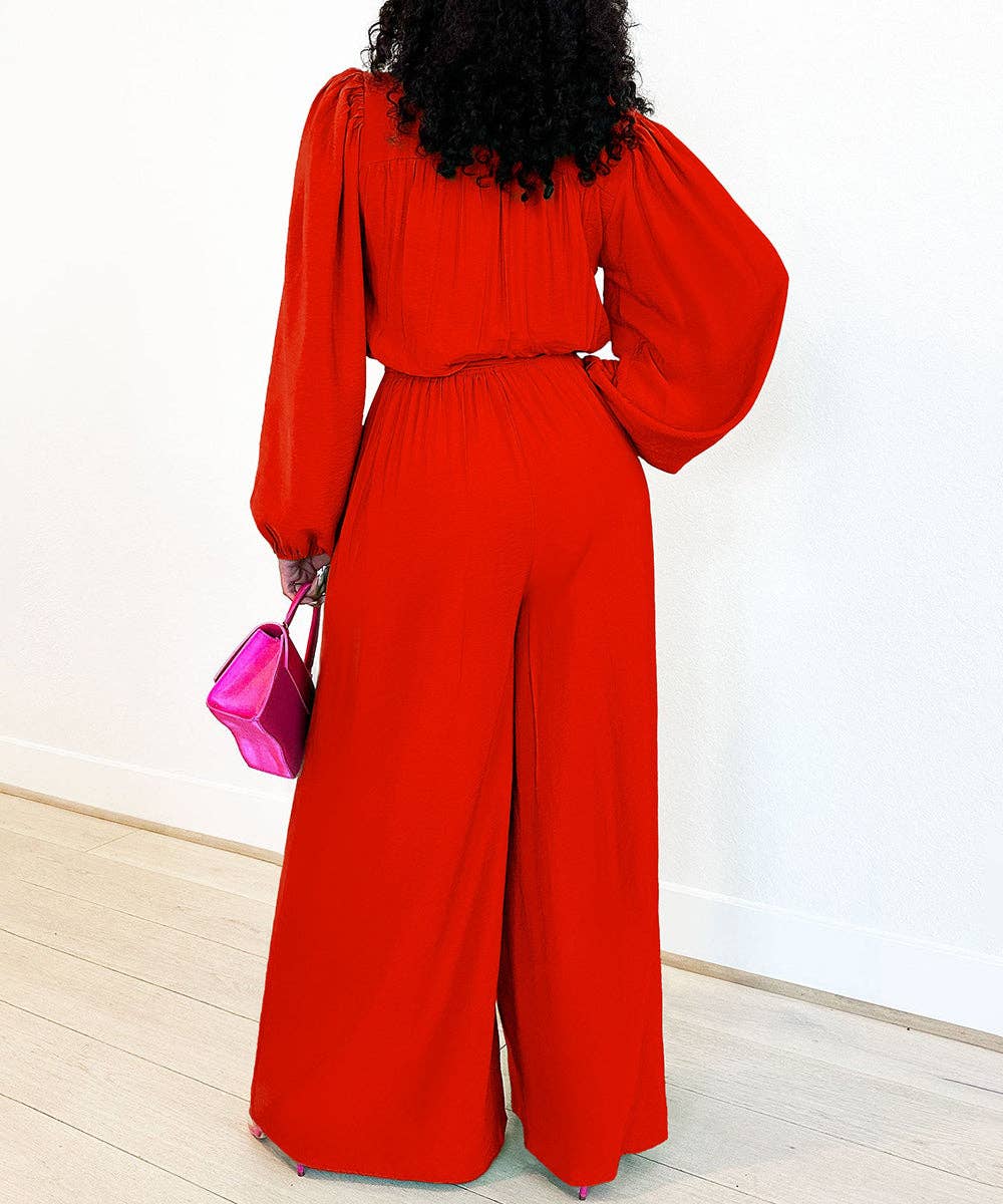 Aria Romance – Engroshandel Jumpsuit - Dame – Langærmet Højtaljet Buksedragt med Vide Ben1