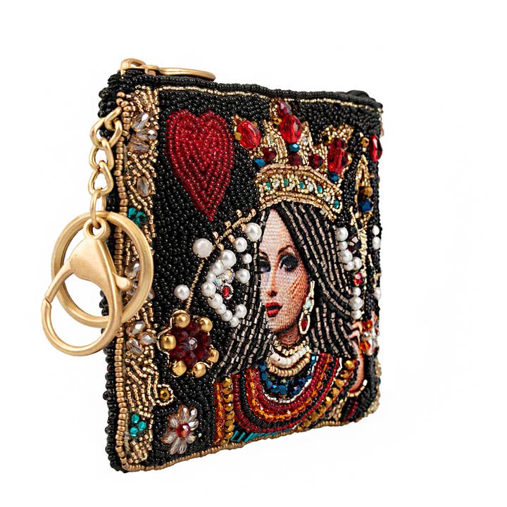 Mary Frances Accessories - Wholesale Coin Purse - Women's - The Queen Playing Card Beaded Coin Purse