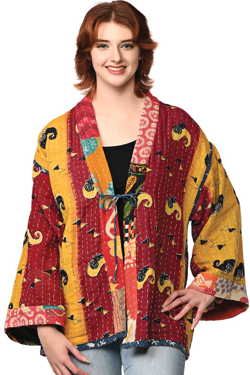 Sevya Handmade - Vendita all'ingrosso Kimono - Donna - Giacca Kimono Kantha reversibile in cotone6