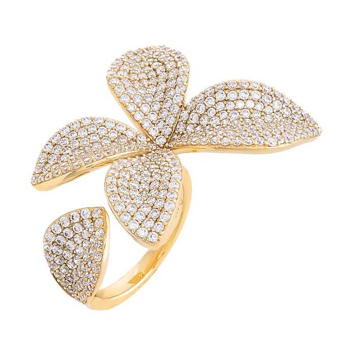 Pavé Fancy Flower Petal Ring for wholesale by By Adina Eden