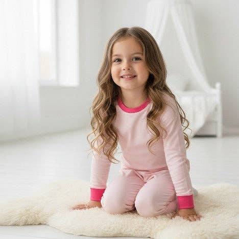 Signature Bunzi Organic Cotton Kids Pajamas - Light pink for wholesale on Faire2