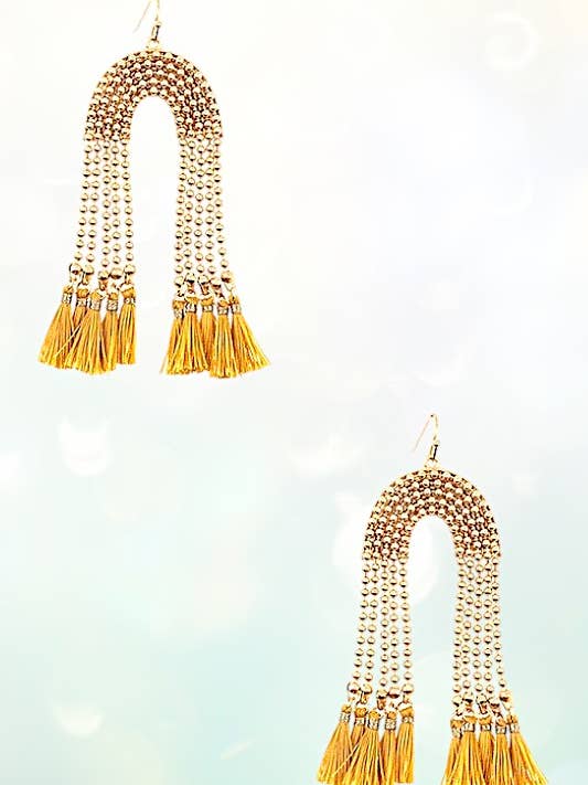 ORECCHINO PENDENTE CON NAPPINA A CATENA DI PERLINE per la vendita all'ingrosso da parte di Andrea Bijoux