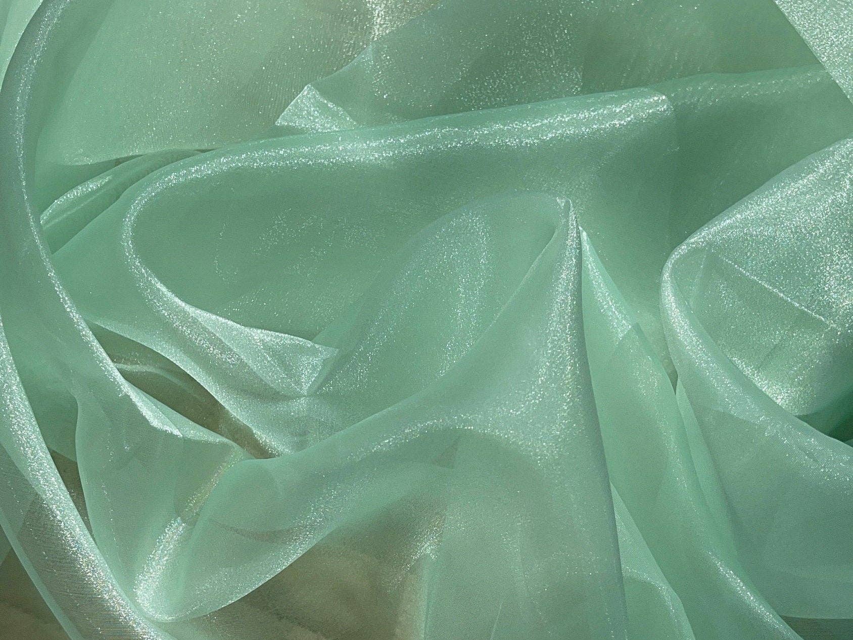 GalaTextile – wholesale Fabric – Mint Crystal Organza Fabric By the Yard, Green Organza, Light Green Organza, Glitter Organza Fabric, Soft Organza Fabric, Mint Sheer Fabric0