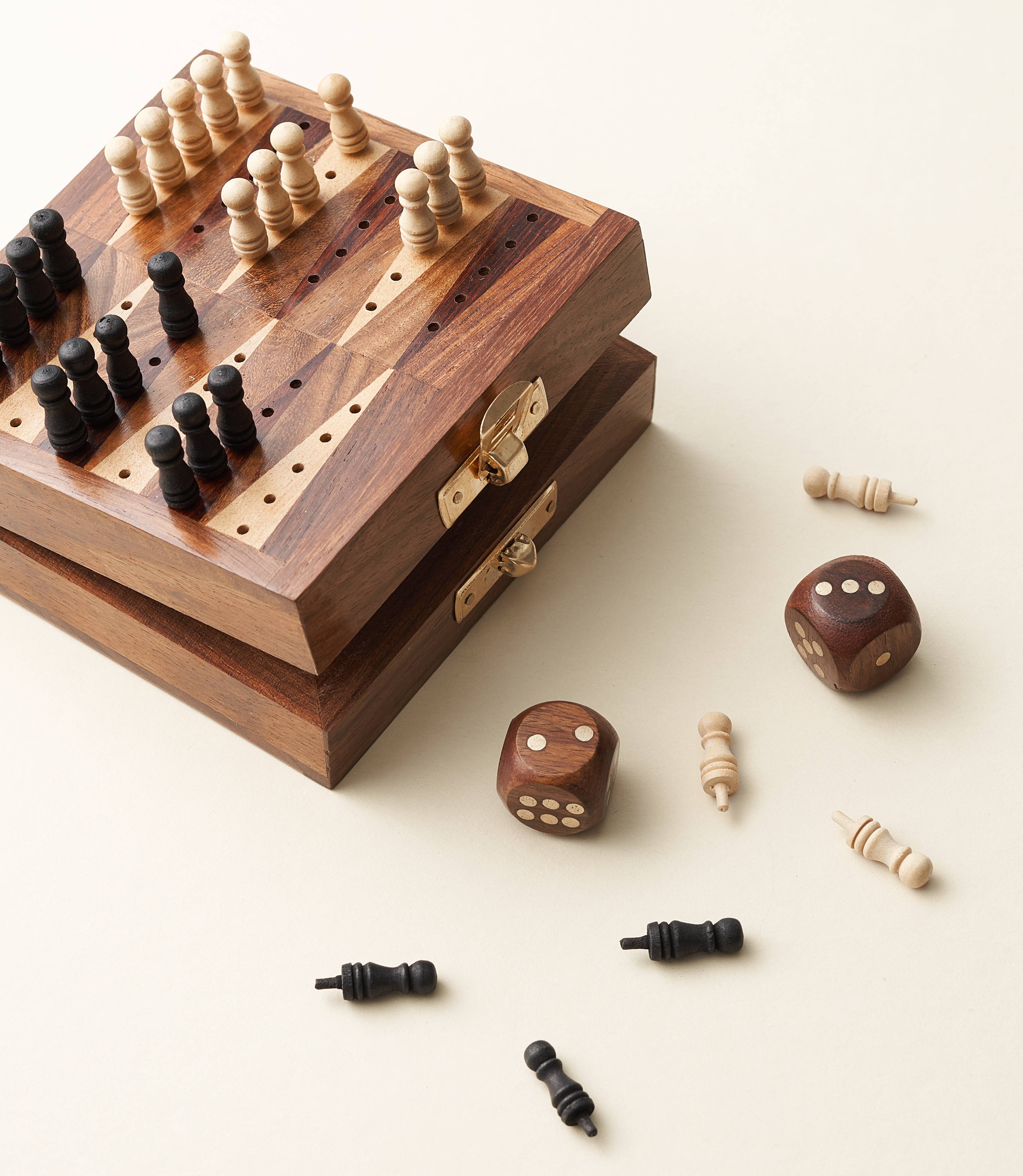 Matr Boomie Fair Trade - Wholesale Board Game - Mini Backgammon Travel Game Set - Handcrafted Wood2