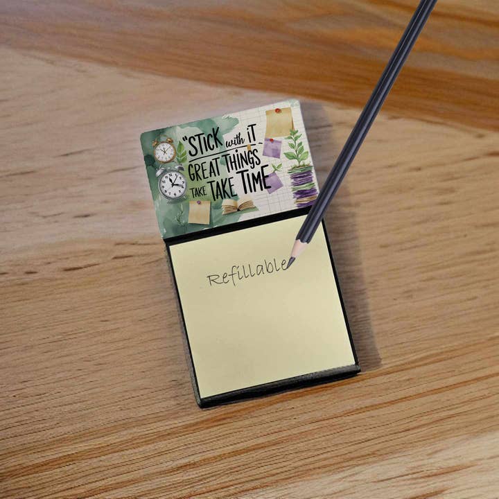 Håll fast vid det, bra saker tar tid Rolig klisterlappshållare för wholesale av Caroline's Treasures