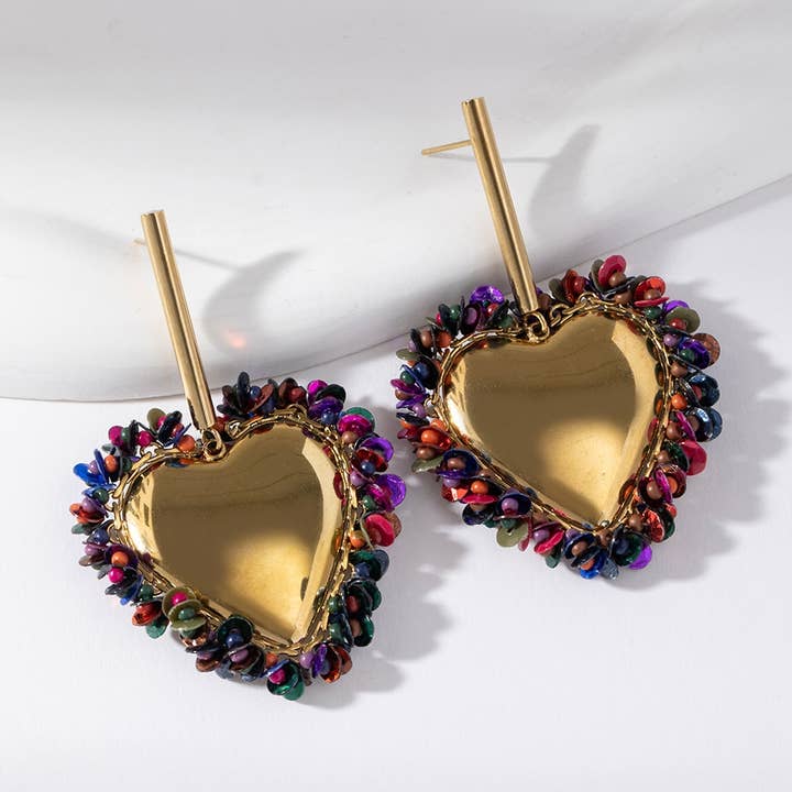 Lovelika - Wholesale Dangle Earrings - Gold and black heart earrings - Hailey4