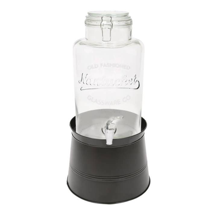 Rinkit Ltd - Wholesale Drink Dispenser - 6.5L Glass Drinks Dispenser with Tap & Bucket Stand - By Rink Drink4