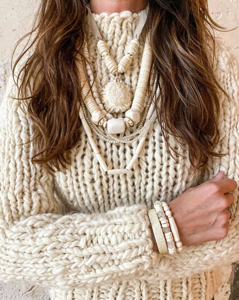 Twine & Twig - Wholesale Jewelry Set - White Layer Necklace Set1