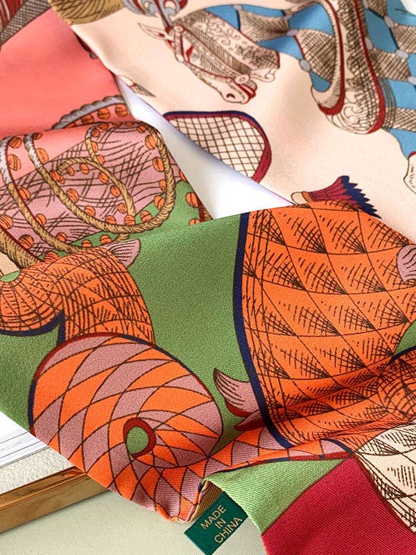 ShieldChic - Wholesale Scarf - Women's - Vintage Printed Contrast Color Silk Scarf6