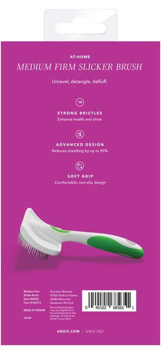 Pet Palette Distribution - Wholesale Pet Grooming Tool - Dog - Andis Medium Firm Slicker Brush - Green/White - VBL