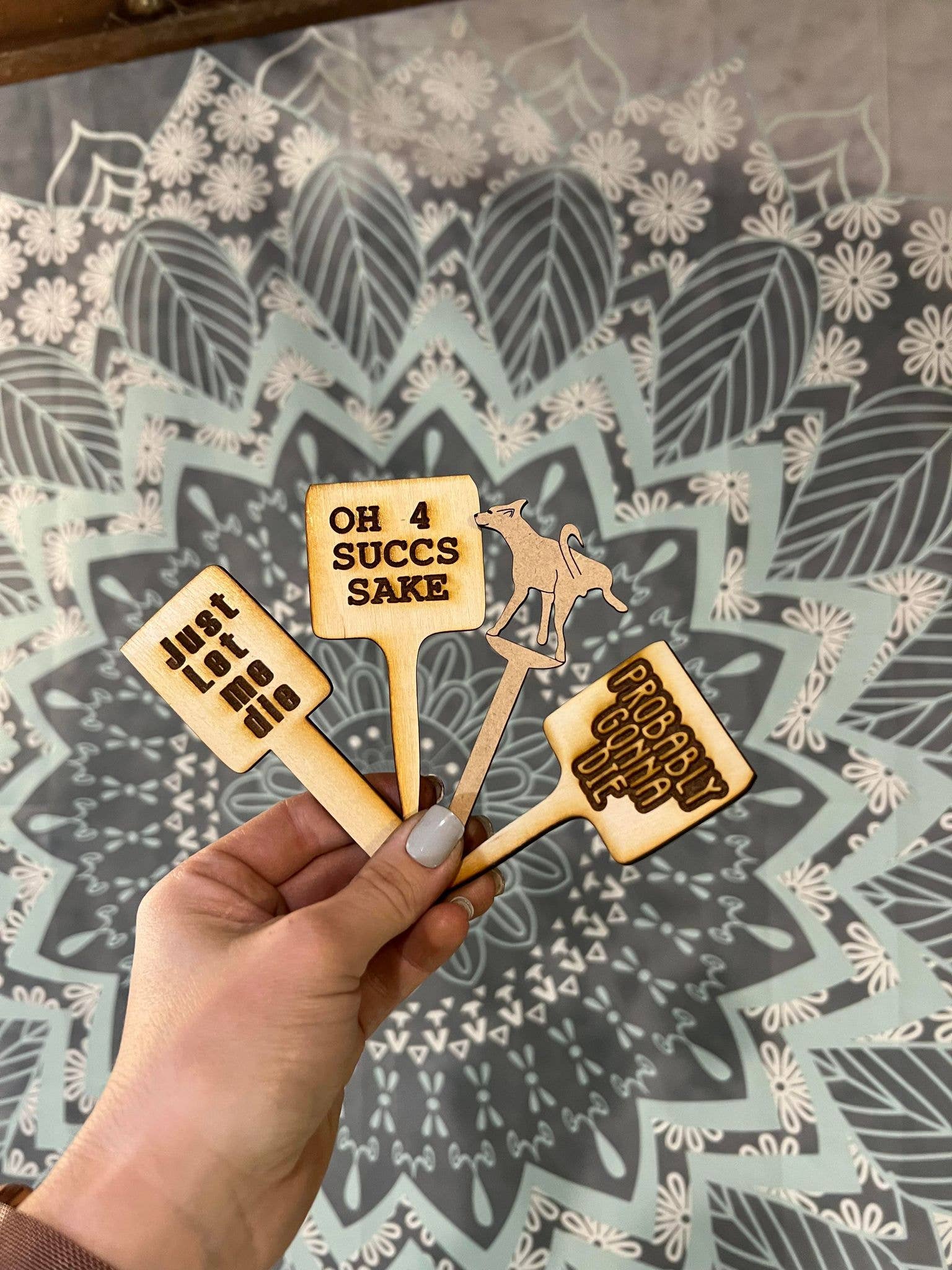 The Cracked Pig - Wholesale Garden/Lawn Stake - Snarky Birch Plant Stakes | Eco Friendly Wooden Plant Stake1