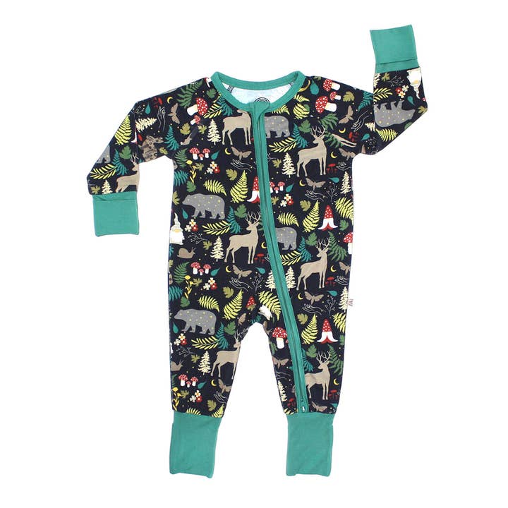 Night Forest Bamboo Pajamas Baby Romper Baby Clothes for wholesale by Emerson and Friends
