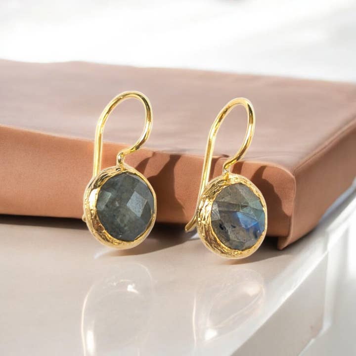 ZEYZEY - Wholesale Dangle Earrings - Tiny Labradorite Handmade Gold Drop Earrings5