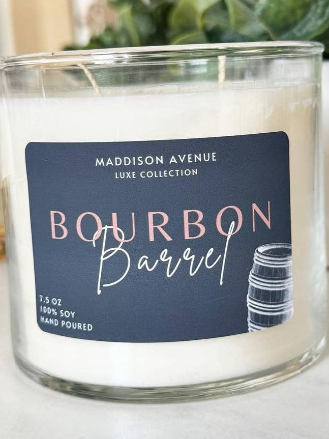 Vela Bourbon Barrel 100% soja para venta al por mayor de Maddison Avenue Candles Company