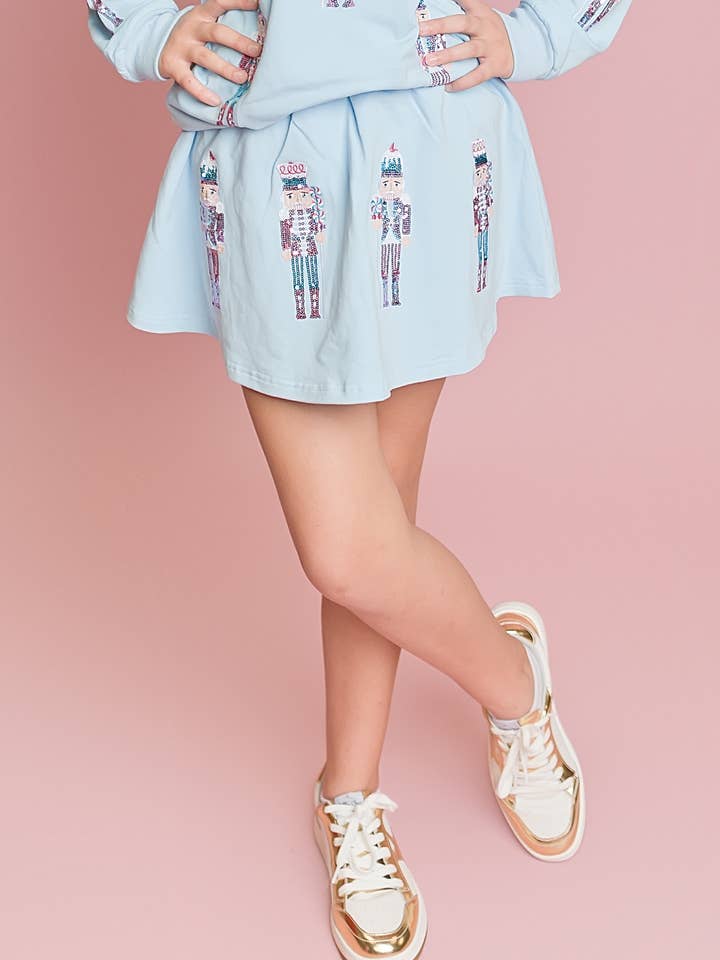 Light Blue Nutcracker Skort for wholesale by Belle Cher