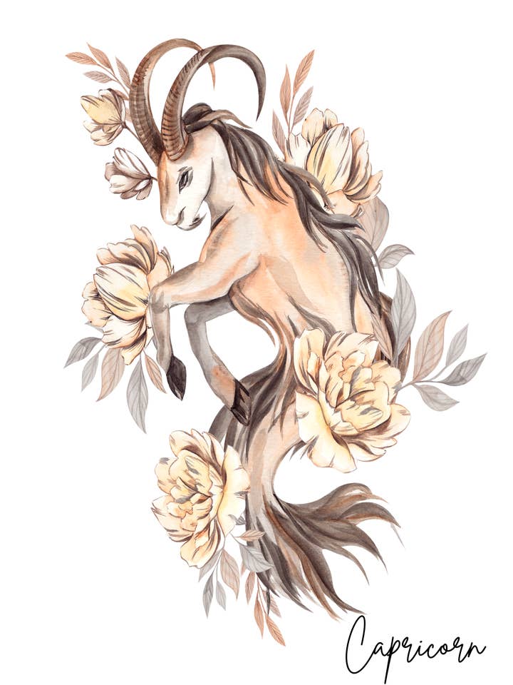 STEENBOK AQUAREL ZODIAC 8x10 KUNSTDRUK voor wholesale door Soraya Moon Co.