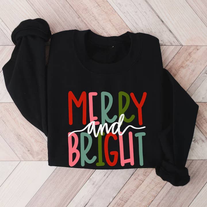 Merry And Bright Christmas Sweatshirt for wholesale by Eleven Fashion