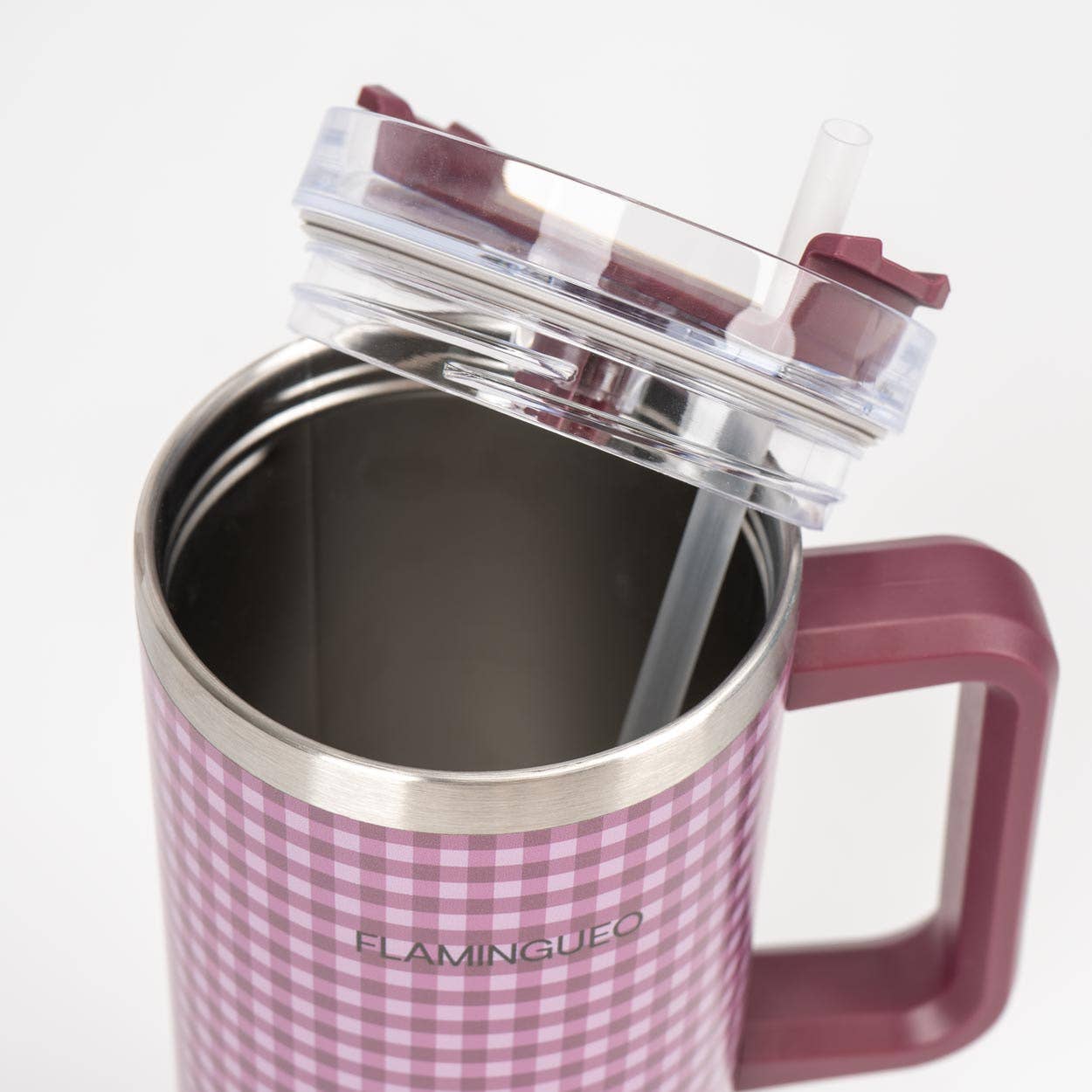 Flamingueo - Vente Gourde/bouteille isotherme - Bouteille isotherme en acier inoxydable vichy bordeaux2