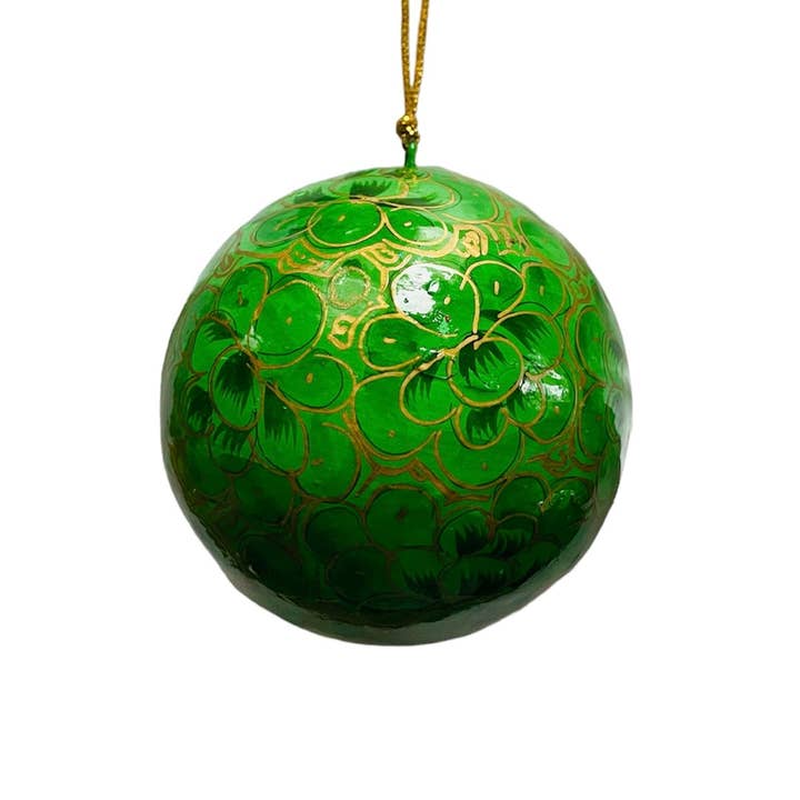 Beautifully Made Fair Trade - Wholesale Ornament - India | Paper Mache | Green | Ornament1