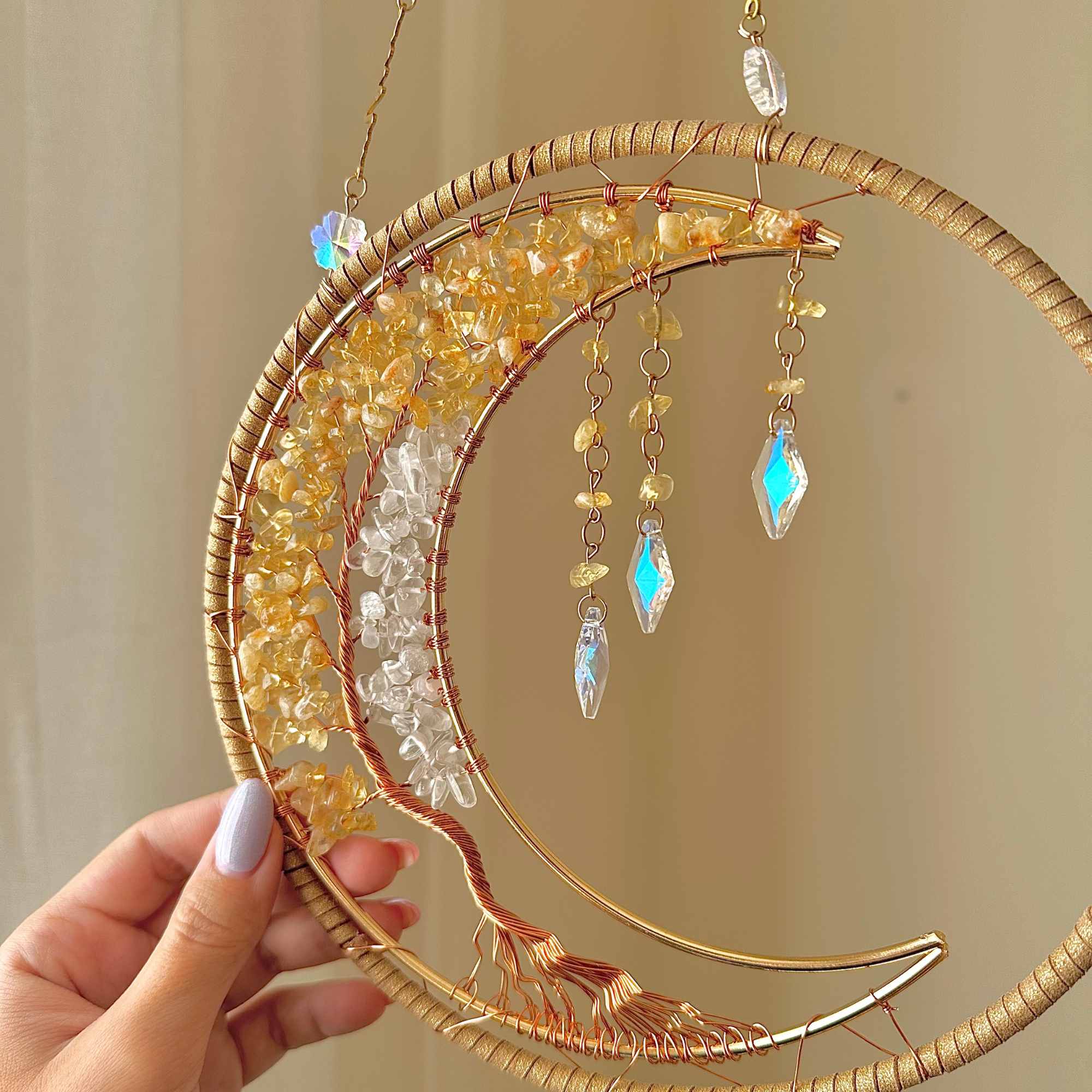 LilAryenne | Jewelry & Suncatchers - Wholesale Suncatcher - Citrine Crystal Suncatcher - Gemstone - Moon Decor Gift3