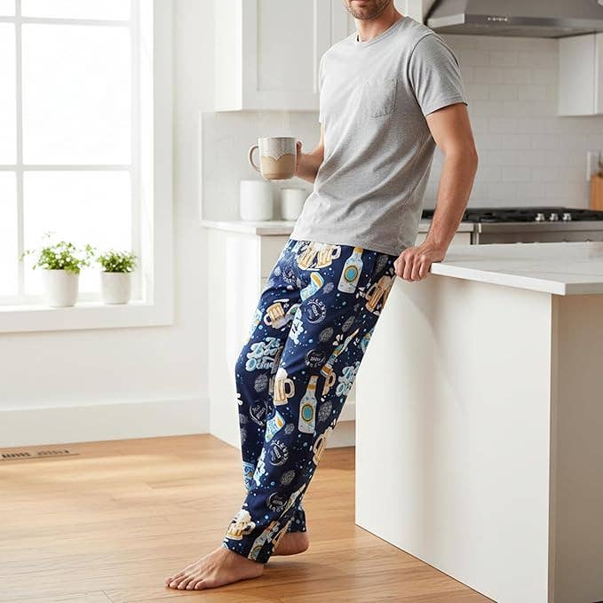 Funky Junque – Engroshandel Pyjamasunderdel - Herre – Herre pyjamasbukser - It's Beer O'clock (Navy)1