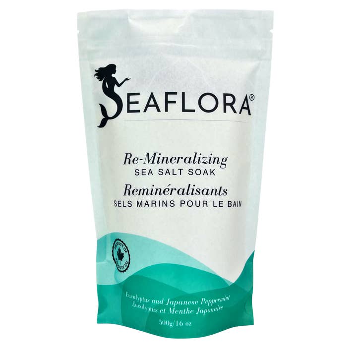 Spa-Grade Mineral Bath: Eucalyptus-Peppermint Sea Salt for wholesale by Seaflora Skincare