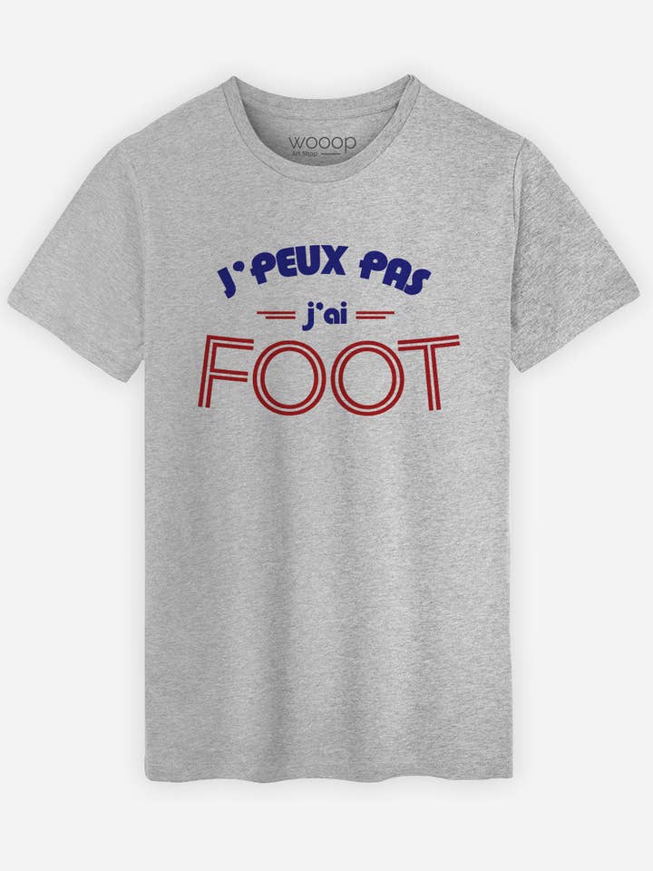Mäns Heather Grey T-shirt J'pas J'ai Foot för wholesale av Wooop