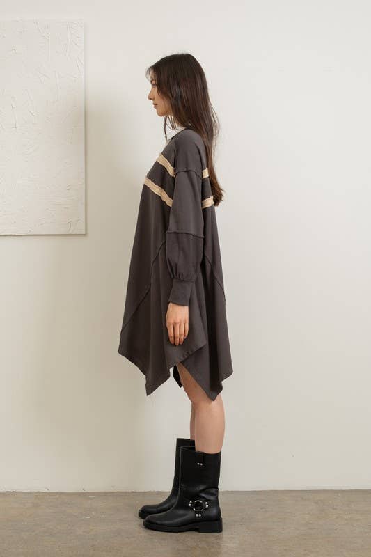 Heyson - Vendita all'ingrosso Vestito - Donna - [FULL SIZE RUN] Abito polo con orlo asimmetrico LD10697