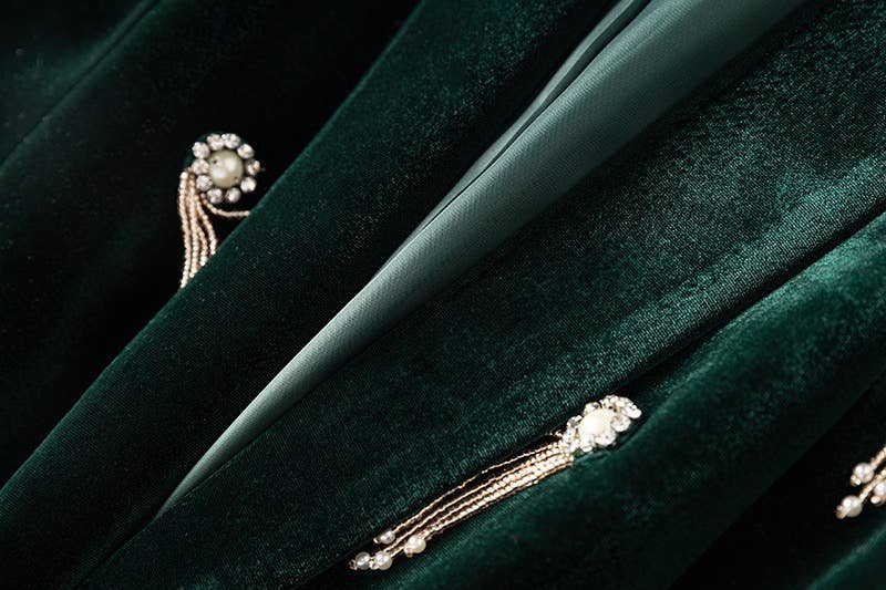 Productseeker - Wholesale Suit Set - Women's - SET056 Women's Beaded Velvet Suit: Lace-up Blazer and Pants24