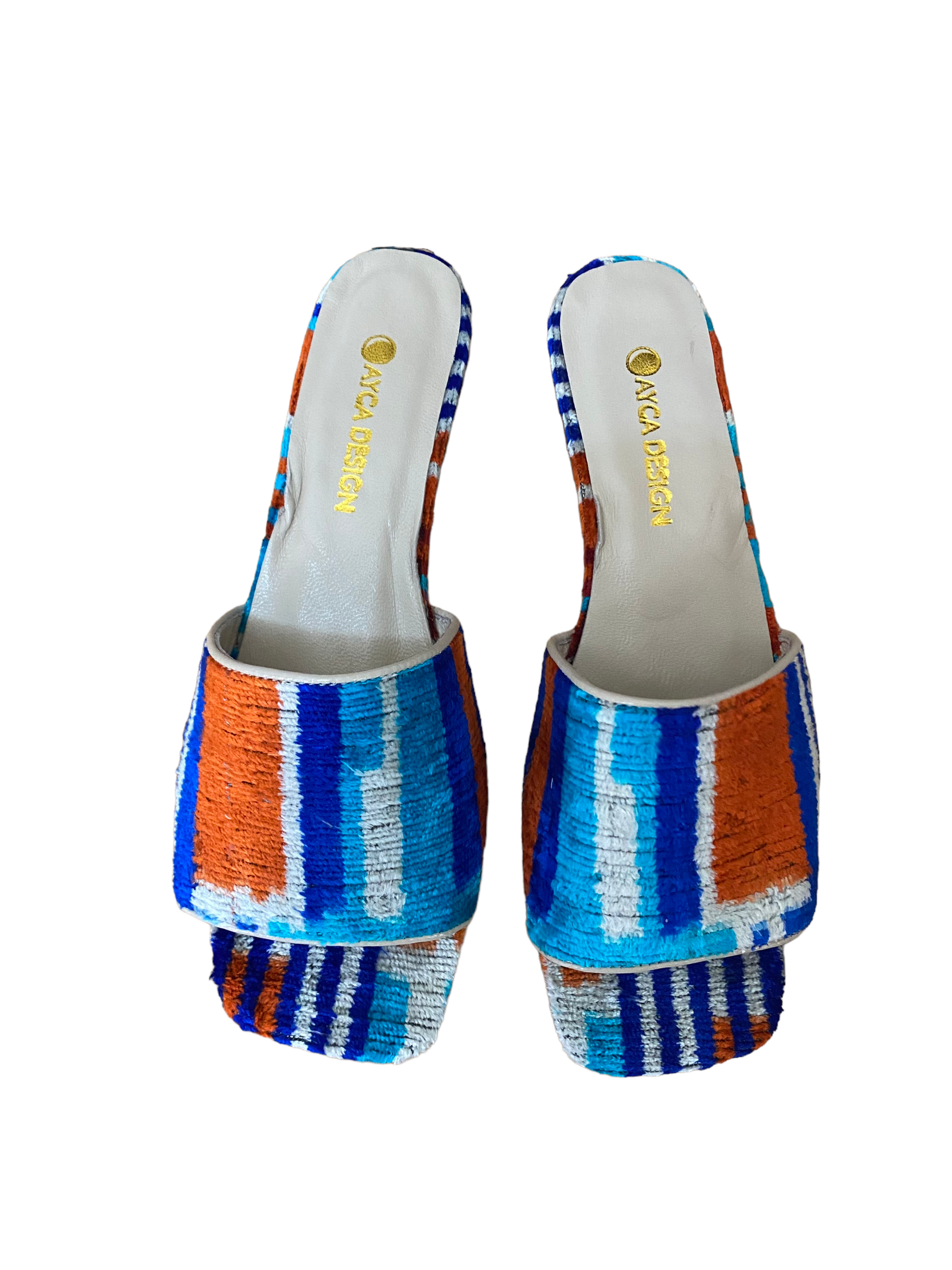 AYCA DESIGN - Wholesale Sandals - Women's - Silk Velvet Ikat Square Toe Slide1