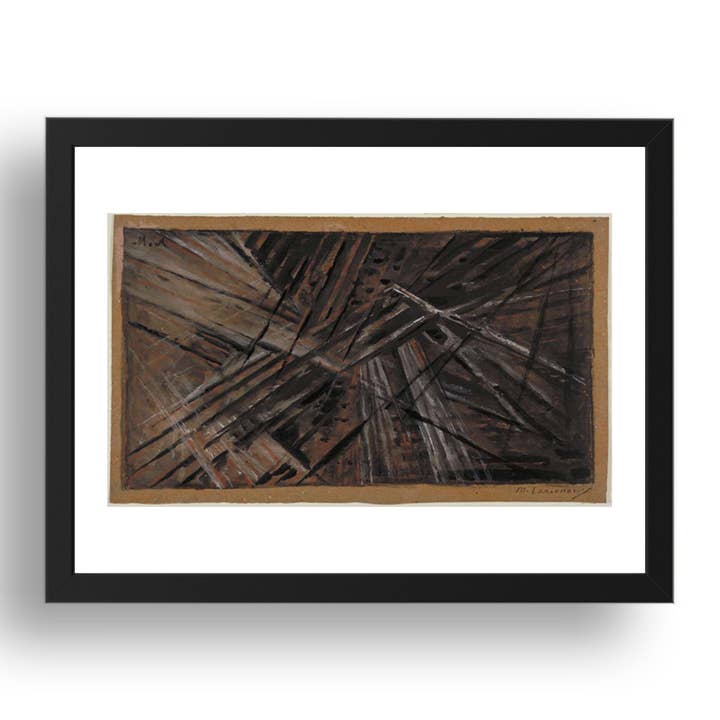Mikhail Larionov: Rayonist Composition Number 9, modernist artwork, A3 Size Reproduction Poster Print in 17x13" Black Frame for wholesale by PERIOD PRINTS